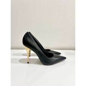 NWOT Arezzo Emily High Stiletto Pump Heels Black Nappa Leather Women's Size 8
